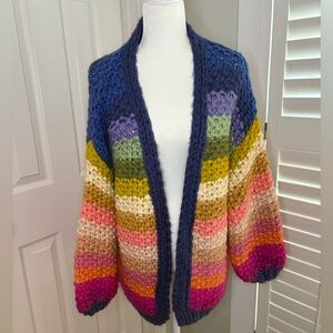 Saachi Mayflower Stripe Crotchet Cardigan One Size